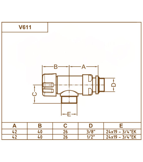 Кран-термостат реверсивний БІЛИЙ Ø1/2″ x 24-19 REVERSA-THERMO Carlo Poletti Srl