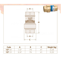 M30 Автоматичний стабілізатор витрати AUTOFLOW® Ø1/2″ 0,30 m³/h Δp=15–200 kPa 16 bar 0/+120 °C Caleffi S.p.a.