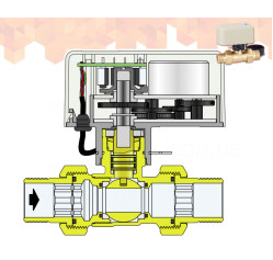 Кран зоновий кульовий 2-ходовий з приводом Ø1″ 230 V -5÷110°C (40 c, 90° поворот) Caleffi S.p.a