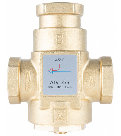 Термічний клапан ATV 333, DN25, Rp 1", Kvs 9, номінальна температура 45 C